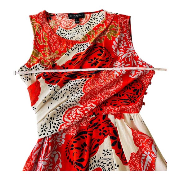 Julie Dillon Orange Asymmetrical Sundress Scoop Neck Sleeveless 100% Silk size 2 - Picture 5 of 13